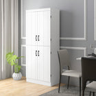 HOMCOM 69.5" H 6-Tier Kitchen Pantry Cabinet with 4 Doors - White-Easy grab metal handles for easy open and close 