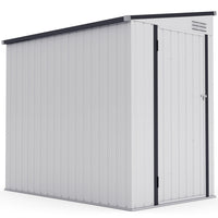 Outsunny 4' x 6' Steel Garden Storage Shed with Lockable Door & 2 Air Vents for Backyard - Dark Grey-Steel structure provides reliable support and is resistant to rust
