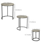 HOMCOM Nesting Tables- Grey - Set of 3-Can be stackable when not in use to save space 