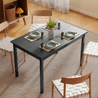 HOMCOM Farmhouse Kitchen Table with Wood Frame for Dining Room - Black-Non-slip foot pads protect the floor from scratches