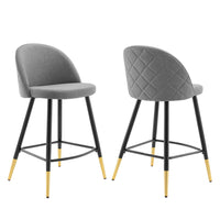 Modway Cordial Fabric Counter Stools - Light Gray - Set of 2-Retro Modern Counter Stools