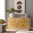 Modway Abel 59 Inch Burl Wood Sideboard Buffet TV Stand - White Bleached Burl-Soft-Close Hinges