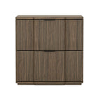 Manhattan Comfort Clive 22" Mid-Century Modern 2-Drawer Nightstand - Walnut and Black-Clean-lined nightstand crafted from manufactured wood with metal accents for a refined, modern bedroom look