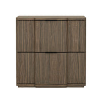 Manhattan Comfort Clive 22" Mid-Century Modern 2-Drawer Nightstand - Walnut and Black-Clean-lined nightstand crafted from manufactured wood with metal accents for a refined, modern bedroom look