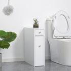 HOMCOM Narrow Bathroom Toilet Paper Storage Cabinet with Drawers - White-A great way to store toiletries, cleaning products, and bathroom accessories out of plain sight