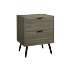 Monarch Specialties 24" 2-Drawer Laminate Accent Table - Grey-2 spacious storage drawers with handles, this side table helps keep essentials organized and your space clutter-free, all while maintaining an elegant appearance