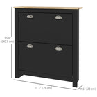 HOMCOM Hallway Shoe Cabinet with 2 Flip Drawers for 12 Pairs - Black-MDF frame make it robust and solid