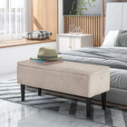 HOMCOM Storage Ottoman with Wooden Legs and 57 L Capacity - Cream White-Elegant style bench for decoration