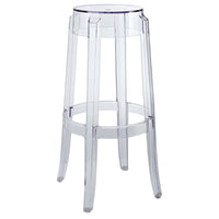 Modway Casper Backless Bar Stool - Clear-Transparent Polycarbonate Construction