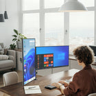 ShoppingAll Dual Monitor Mount Stand with Adjustable Arm for 13"-32" Monitors - Black-The VESA head can tilt +90-degrees to -35-degrees, swivel 180-degrees, and 360-degrees rotation. Easy rotation between portrait and landscape viewing positions.