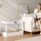 PawHut 31.5" Hamster Cage with Openable Top & Hut - White-Includes a hut, ladder, and seesaw for enrichment