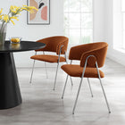 Modway Nella Upholstered Performance Velvet Dining Chair - Rust/Silver - 2 Pack-Tapered Metal Legs