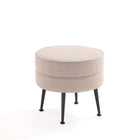 Manhattan Comfort Bailey 18.11" Mid-Century Modern Polyester Blend Upholstered Ottoman - Oatmeal with Black Legs - 2 Pack-30 Day Limited Manufacturer's Warranty