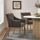 Modway Alton Fabric Upholstered Dining Armchair - Mocha Natural-Fixed Seat Cushion