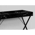 Monarch Specialties 7793 42" Computer Desk - Black Marble/Black Metal-This black marble-look desk features a contemporary X-design black metal base that ensures sturdiness