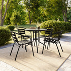 Flash Furniture Black Metal Restaurant Stack Chair with Aluminum Slats-Stack Quantity: 22