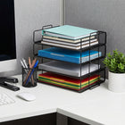 ShoppingAll Stackable 4-Tier Mesh Document Tray -Generously sized interior dimensions ensure standard Letter (8.5" x 11"), A4 papers, and manila file folders fit perfectly without curling or sticking out.