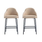 Manhattan Comfort Gracie 22" Modern Leatherette Upholstered Counter Stool - Tan and Black - 2 Pack-Modern Counter Stool with Backseat Perfect for Bar and Kitchen Use. Set of 2