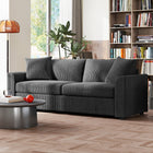 HOMCOM 3 Seater Upholstered Sofa Couch for Bedroom - Dark Grey-Robust steel frame supports up to 992 lb (450 kg)