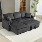 HOMCOM 81" 2 In 1 Pull Out L-Shaped Sleeper Sofa Bed - Dark Grey-Reversible chaise can be placed on either side for a versatile layout