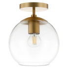 Hudson&Canal Bartlett 9" Wide Semi Flush Mount with Glass Shade - Brass/Clear-Modern and contemporary design for your entryway, foyer, or kitchen