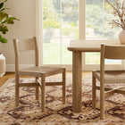 Modway Alvia Oak Wood Dining Side Chair With Woven Seat - Weathered Oak-X-Stretcher Support Base