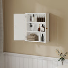 HOMCOM Bathroom Wall Cabinet with 2 Doors, Adjustable Shelf - White-MDF with painted surface ensures durability