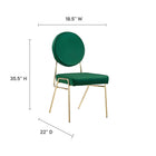 Modway Craft Performance Velvet Dining Side Chairs - Gold/Green - 2 Pack-Performance Velvet Upholstery