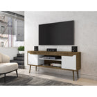 Manhattan Comfort Bradley 62.99" Mid-Century Modern TV Stand - Rustic Brown and White-Recommended for a 46" -60" TV