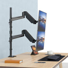 SHOPPINGALL Extra Long Vertically Stacked Dual Gas Spring Monitor Arm for 15”-32” Screens - SA-GA24L-Black-12