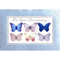 Rosedale Gold Anniversary Greeting Cards/Envelopes - 5-1/2" x 8" - Coloured Butterflies - 6 Pack-Premium quality greeting cards