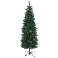 HOMCOM 6' Tall Pencil Artificial Christmas Tree with Steel Base - Green-6ft tall green tree, providing a healthy, natural look 