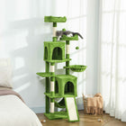 PawHut 70" Multi-Level Cat Tree Tower with 2 Condos - Green-The multi-level design offers plenty of space for multiple cats to enjoy 