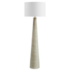Modway Saylor Carved Ribbed Wood Floor Lamp With Drum Shade - White Grey-59-Inch Standing Lamp