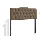 Modway Annabel Faux Leather Queen Headboard - Mushroom-Diamond Button Tufting