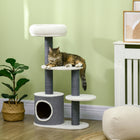 PawHut 39" Multi-Level Cat Tree Tower with Scratching Posts and Condo - White-Multi-use activity centre with cat condo, perch, platforms for endless entertainment 
