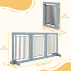 PawHut Folding Freestanding Pet Gate with 2 Support Feet - Grey-Foldable for easy storage 