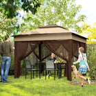 Outsunny 10.7 ft W x 10.7 ft L Pop Up Sun Shelter with UV30+ Roof Cover - Beige-This canopy tent shades 6-9 people comfortably, with roomy space to relax