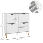 HOMCOM Shoe Cabinet with 4 Flip Drawers - White-Robust particleboard with solid wood base