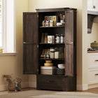 HOMCOM 69" H Tall Kitchen Storage Cabinet with Adjustable Shelves - Coffee Brown-Anti-tipping design ensures enhanced safety 