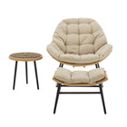 Manhattan Comfort Benson Modern 3-Piece Patio Rocking Chair Set - Cream-Modern 3-Piece Outdoor Conversation Patio Set with 1 Chair, 1 Foot Ottoman, and 1 End Table