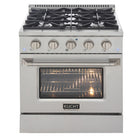 Kucht 30" KNG Series Pro Style Natural Gas Range - Stainless Steel-This 4-burner gas range includes two 15,000 BTU burners and two 9,000 BTU burners