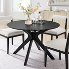 Modway Crossroads 47" Round Wood Dining Table - Black-Ash Wood Veneer