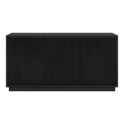 Hudson&Canal Hanson Rectangular Fluted TV Stand for TV's up to 55" - Black Grain-Features three swing-out doors and an adjustable center shelf