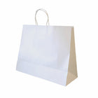 Wamaco Twisted Handle 100% Recycled Shopper Bags - 16" x 6" x 13" - 100 Pack (14-5703W)-100% Recycled White, packaging for any retail products, adhered company logo stickers or ink stamp for advertising