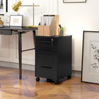 HOMCOM 3-Drawer Letter/A4 Filing Cabinet with Hanging Bars - Black-Hanging bars in big drawer for letter or A4-sized files
