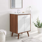 Modway Transmit 24" Bathroom Vanity - Walnut/White-Ceramic Sink Basin