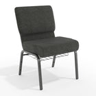 Flash Furniture HERCULES Series 21"W Church Chair with Book Rack & Silver Vein Frame - Dark Grey Fabric-Set of 4 Multipurpose Church Chairs