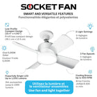Bell+Howell 15.7 in. Socket Fan Light with Remote - White-Easy to operate with remote control