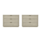 Manhattan Comfort Evelyn 32" Modern 3-Drawer Nightstand 2-Piece Set - Natural-Modern Nightstand for Bedroom and Living Room Use. Set of 2
